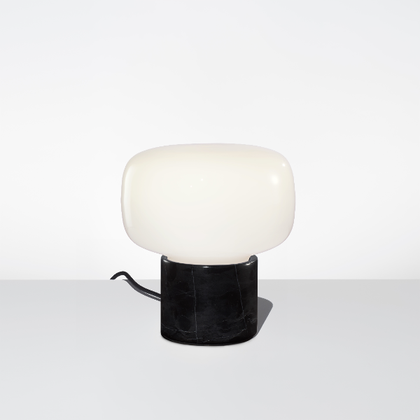 The Arca Petite Opalia Table Lamp Featuring a Black Marble Base