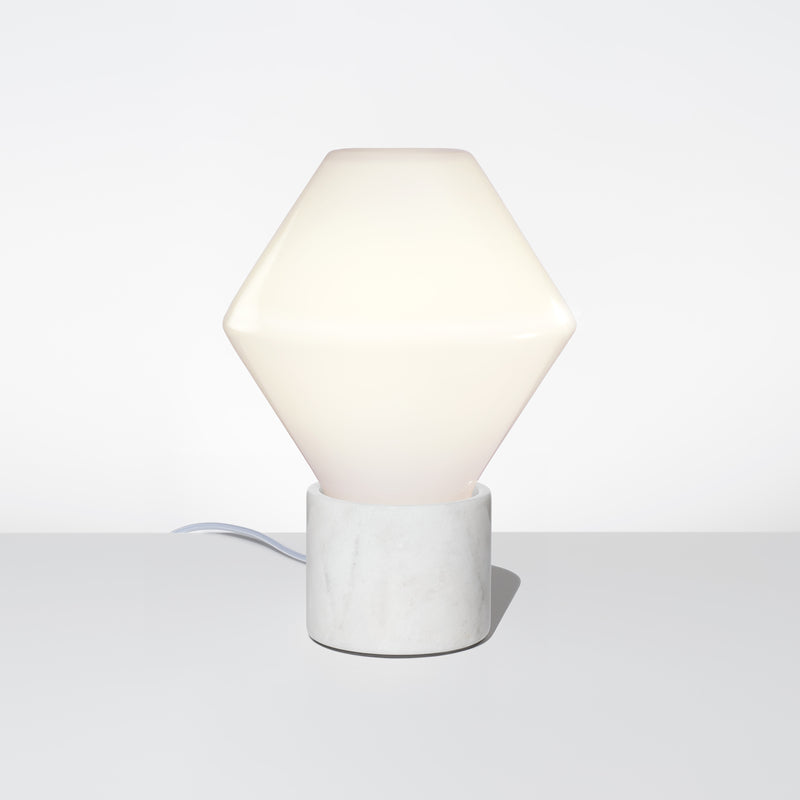 The Trove Opalia Table Lamp Featuring a White Marble Base