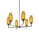 Quill 6 Chandelier with Amber Pharos Glass