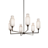 Quill 6 Chandelier with Opaline Pharos Glass