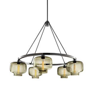 Sola 36 Custom Chandelier with Smoke Oculo Glass