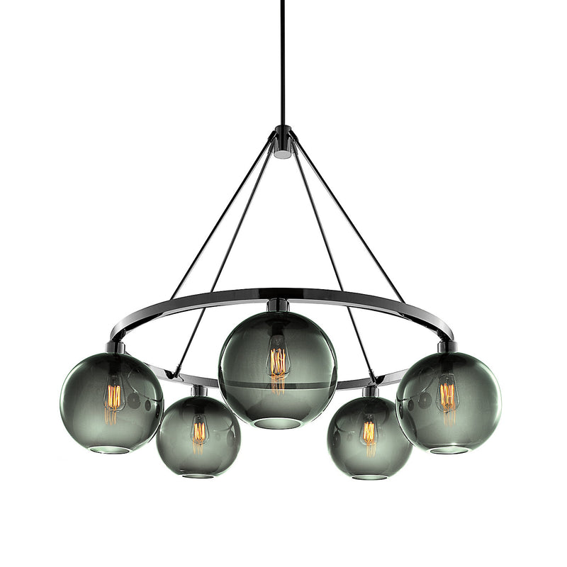 Sola 36 Custom Chandelier with Gray Solitaire Glass