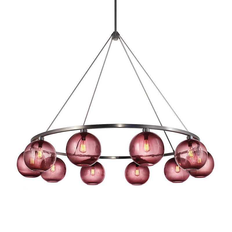 Sola 60 Custom Chandelier with Plum Solitaire Glass