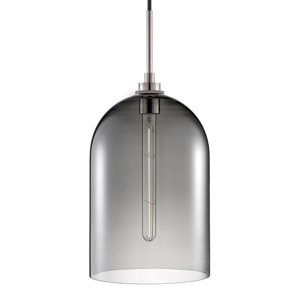 Gray Cloche Grand Pendant Light with Polished Nickel Luxe Cord Set