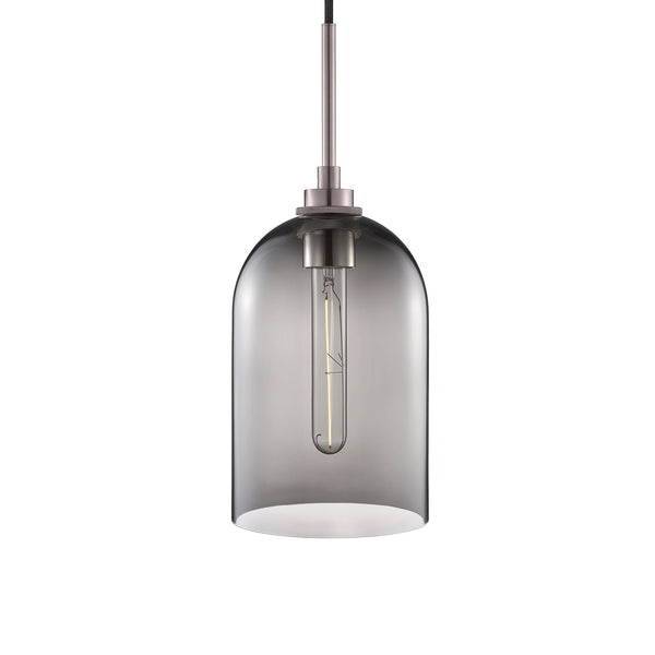 Gray Cloche Pendant Light with Polished Nickel Luxe Cord Set