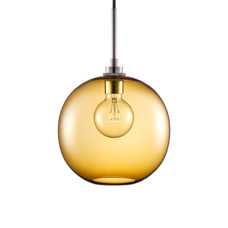 Amber Solitaire Pendant Light with Polished Nickel Luxe Cord Set