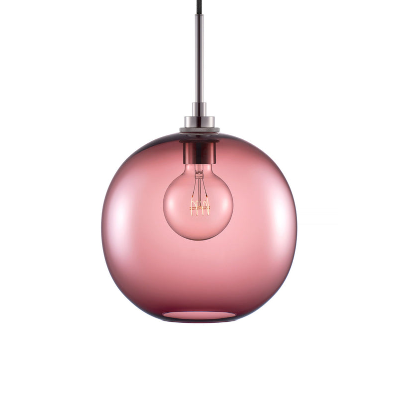 Plum Solitaire Pendant Light with Polished Nickel Luxe Cord Set
