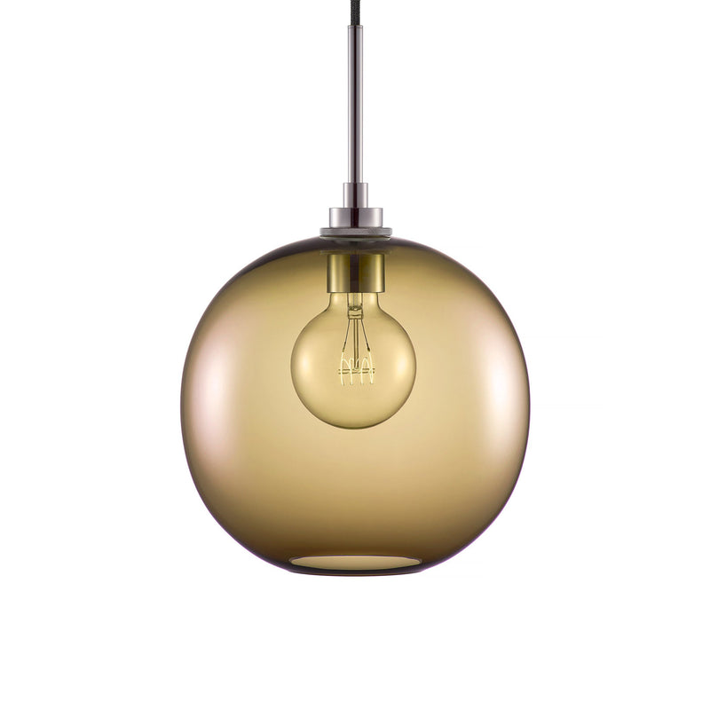 Smoke Solitaire Pendant Light with Polished Nickel Luxe Cord Set