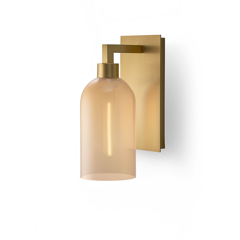 Blush Cloche Petite Glass on Satin Brass Sconce Hardware