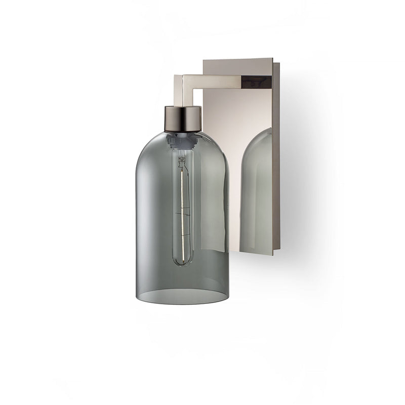 Gray Cloche Petite Glass on Polished Nickel Sconce Hardware