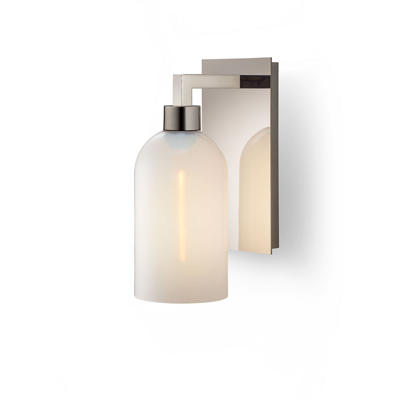 Opaline Cloche Petite Glass on Polished Nickel Sconce Hardware