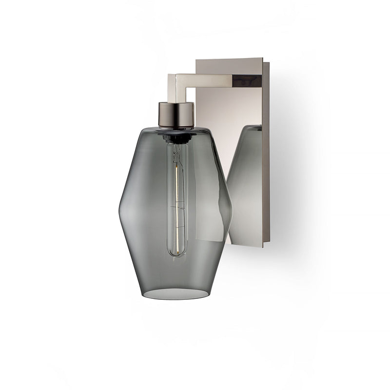 Gray Marquise Petite Glass on Polished Nickel Sconce Hardware