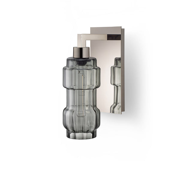 Gray Optique Muralla Petite Glass on Polished Nickel Sconce Hardware