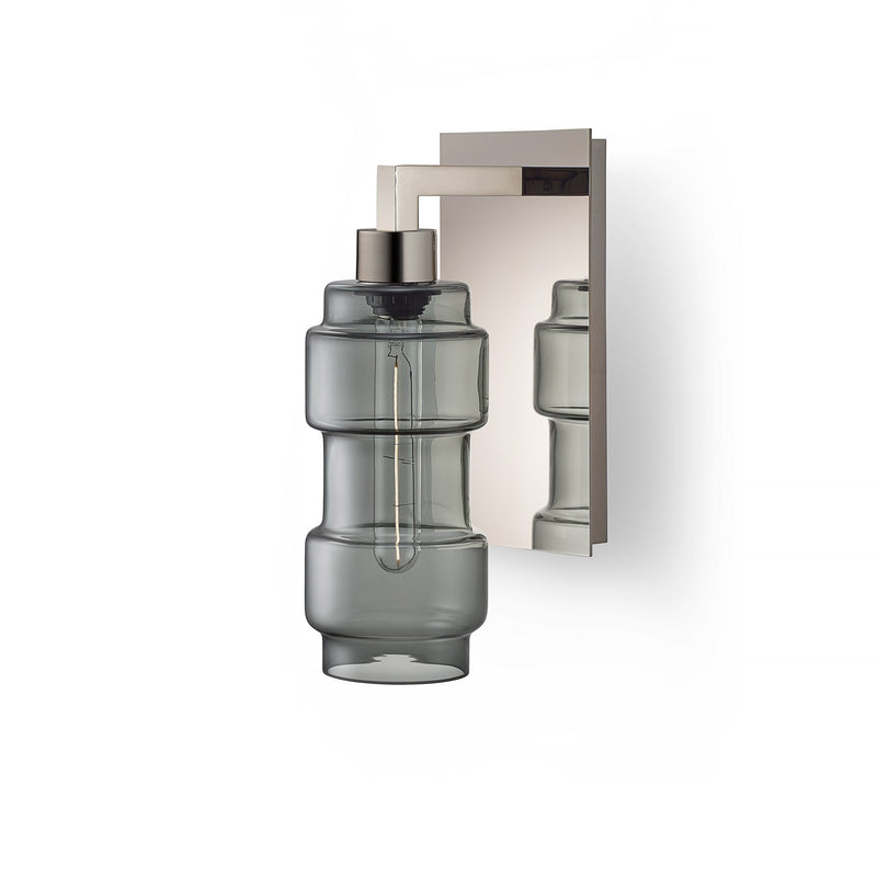Gray Muralla Petite Glass on Polished Nickel Sconce Hardware